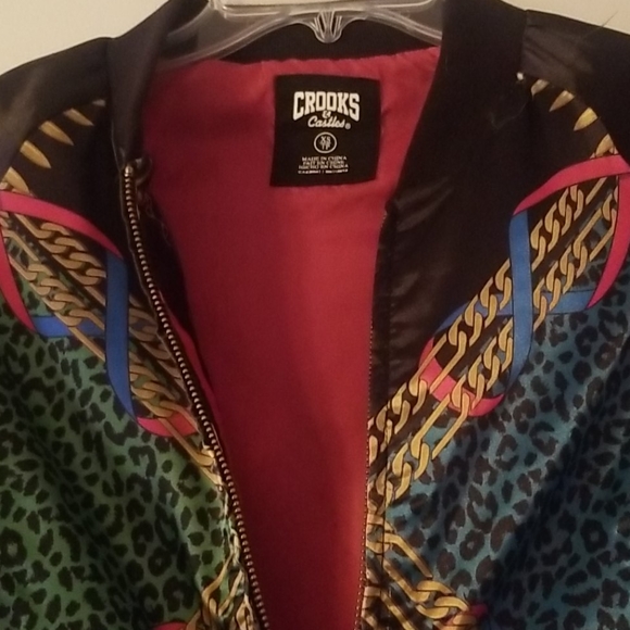 Lady Crooks Black Satin Bomber Jacket - Picture 4 of 5